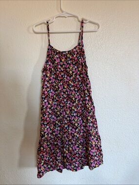 Old Navy Black Floral Sundress with Pink and Yellow Flowers